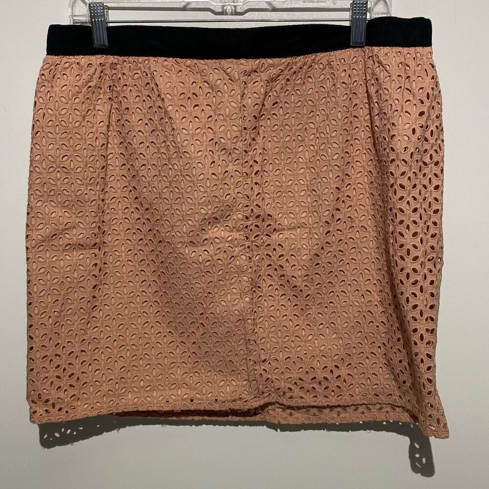 Ann Taylor Loft Women's Brown Eyelet Lace Mini Skirt Size 14